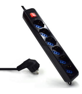 Regleta ewent 6 tomas shucko interruptor y enchufe negro