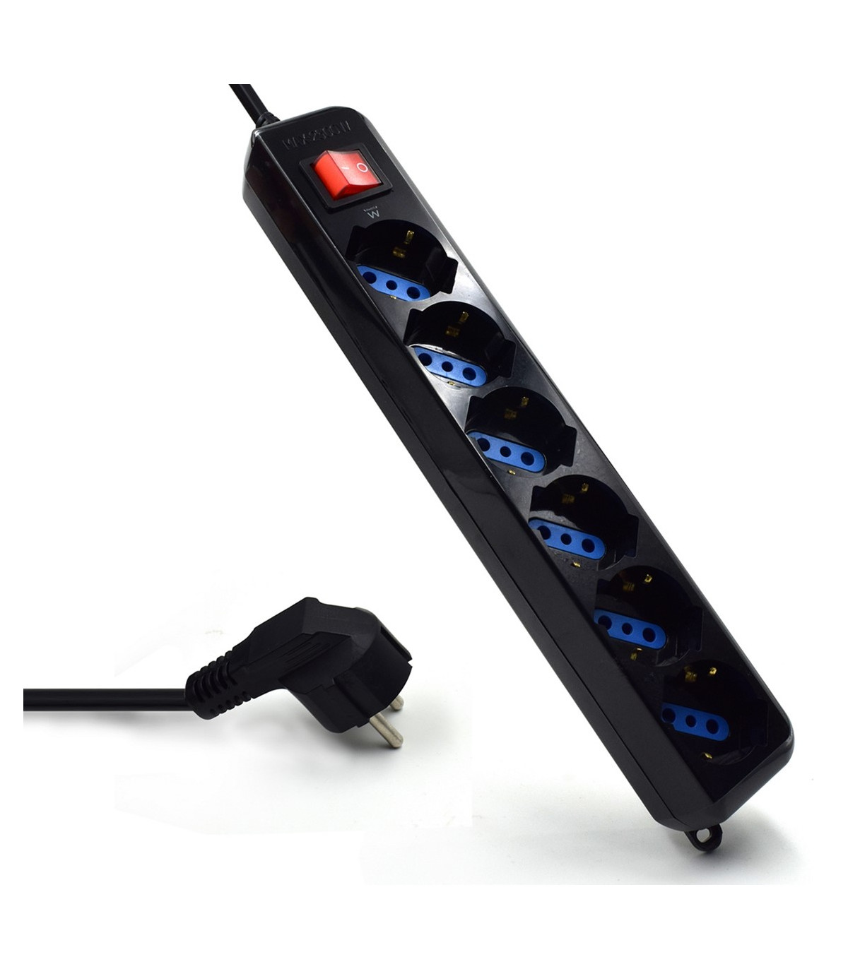 Regleta ewent 6 tomas shucko interruptor y enchufe negro
