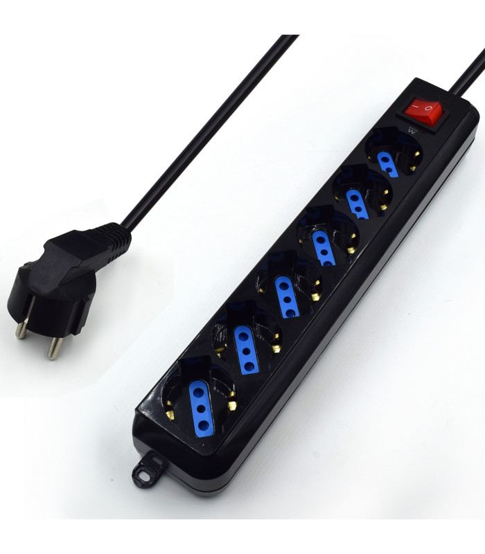 Regleta ewent 6 tomas shucko interruptor y enchufe negro