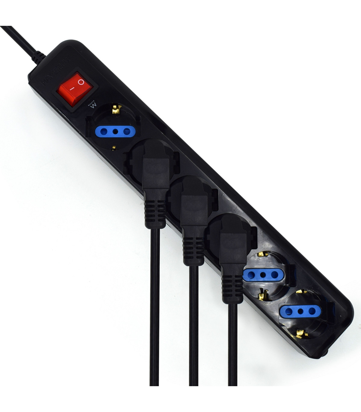 Regleta ewent 6 tomas shucko interruptor y enchufe negro