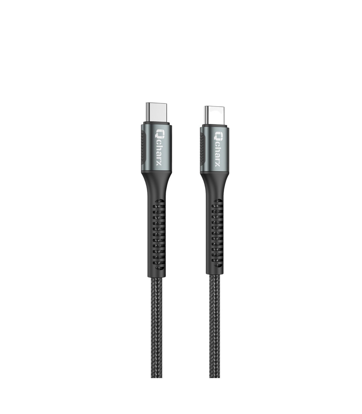 Cable qcharx prague tipo c a tipo c 3a 100w - 1 m - aleación de aluminio negro cable trenzado suave