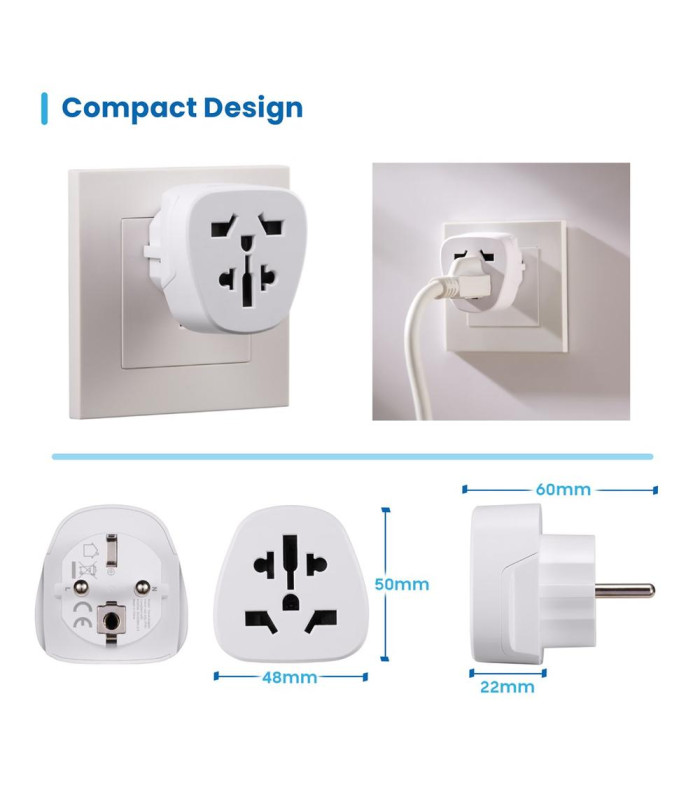 Enchufe universal ewent ew1480 eu - usa - uk - aus - china a europa schuko