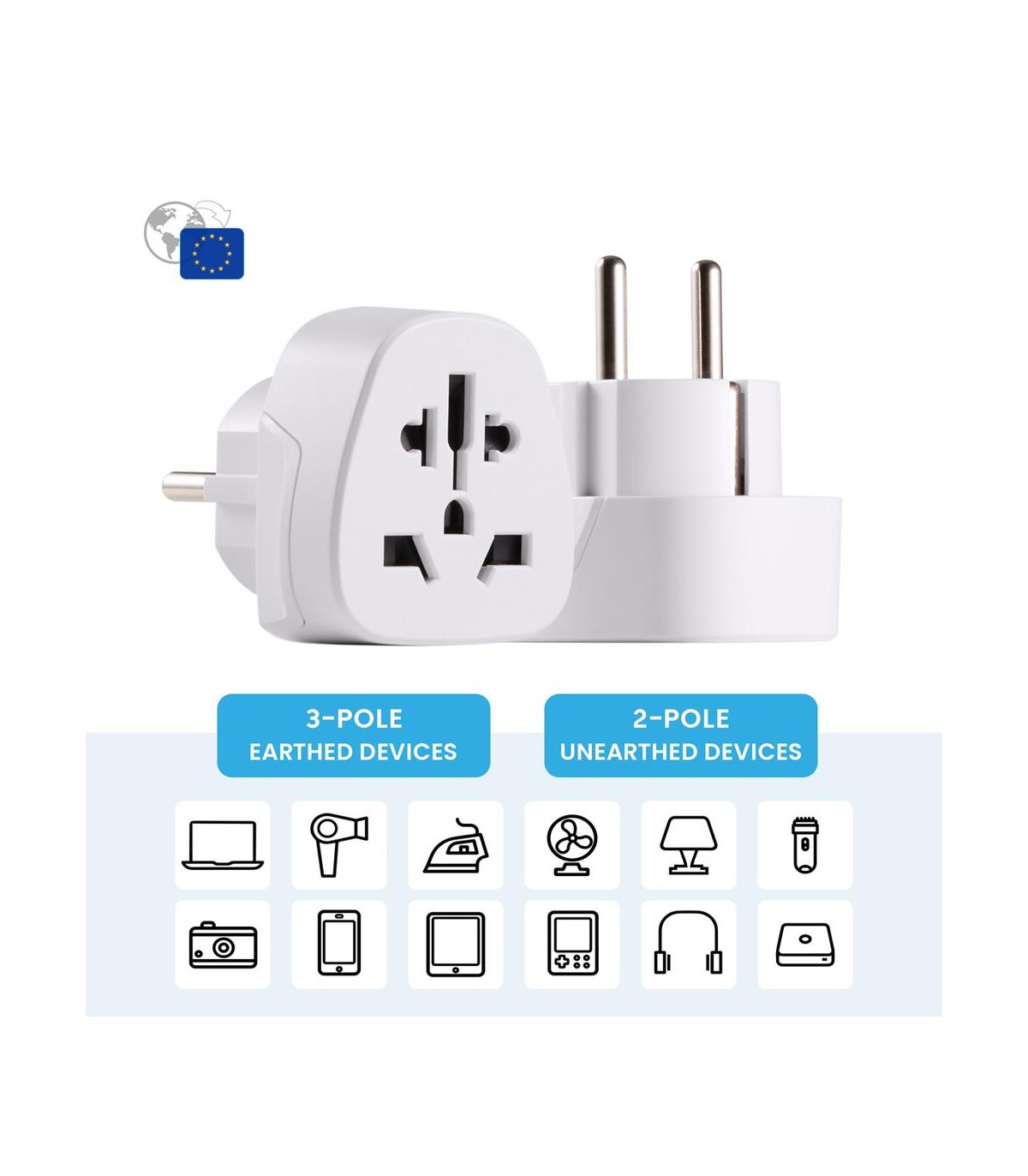 Enchufe universal ewent ew1480 eu - usa - uk - aus - china a europa schuko