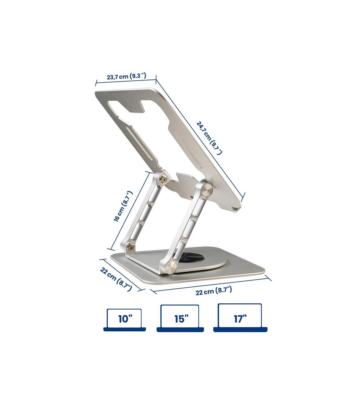 Soporte mesa ewent para portatil 17.3 pulgadas rotacion 360º