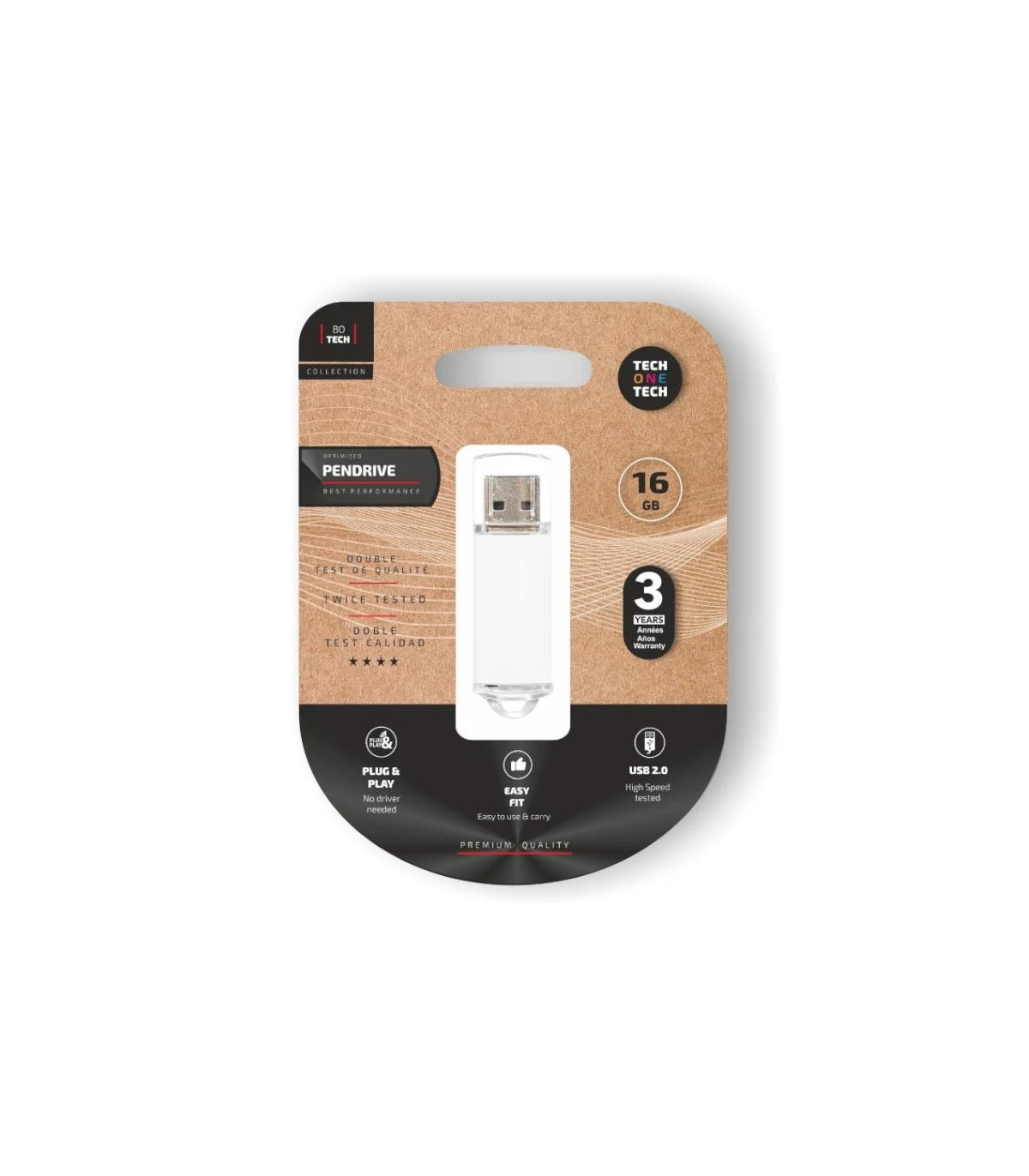 TECH ONE TECH Basic Pendrive 16Gb USB 2.0 Blanco