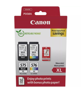 Multipack cartucho tinta canon pg 575xl + cl 576xl + papel fotografico