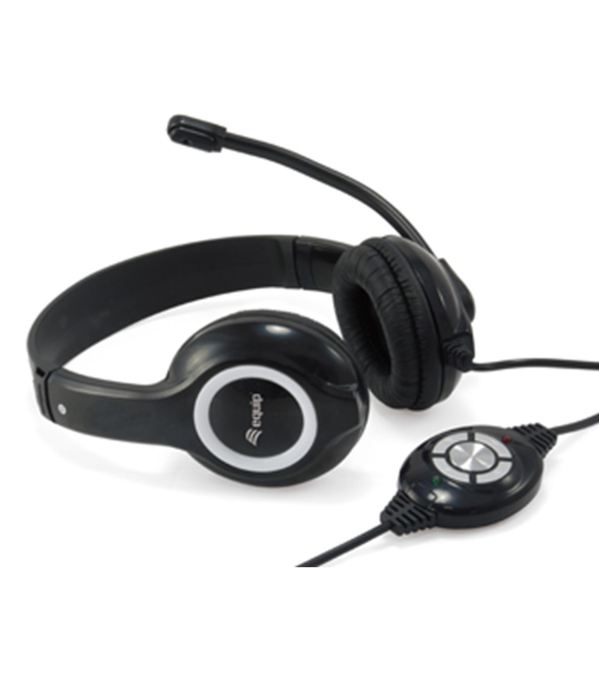 Auricular equip usb + microfono flexible control de volumen negro