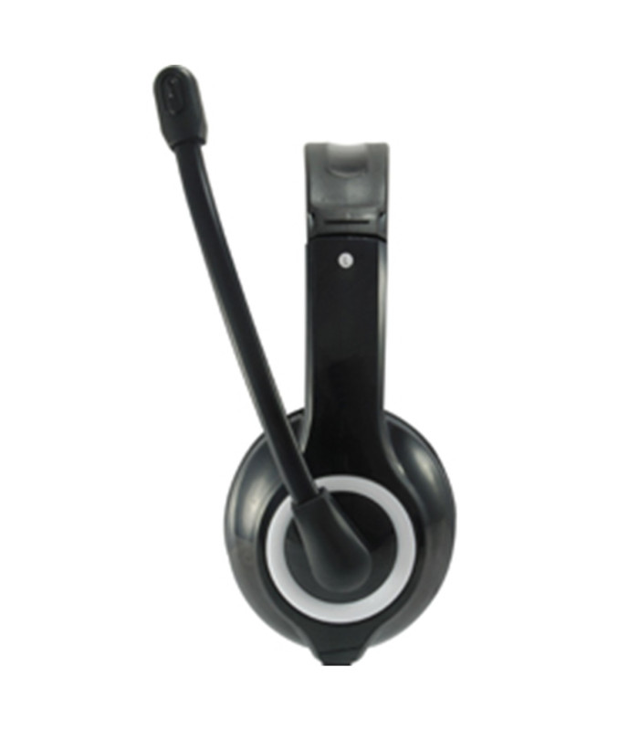 Auricular equip usb + microfono flexible control de volumen negro