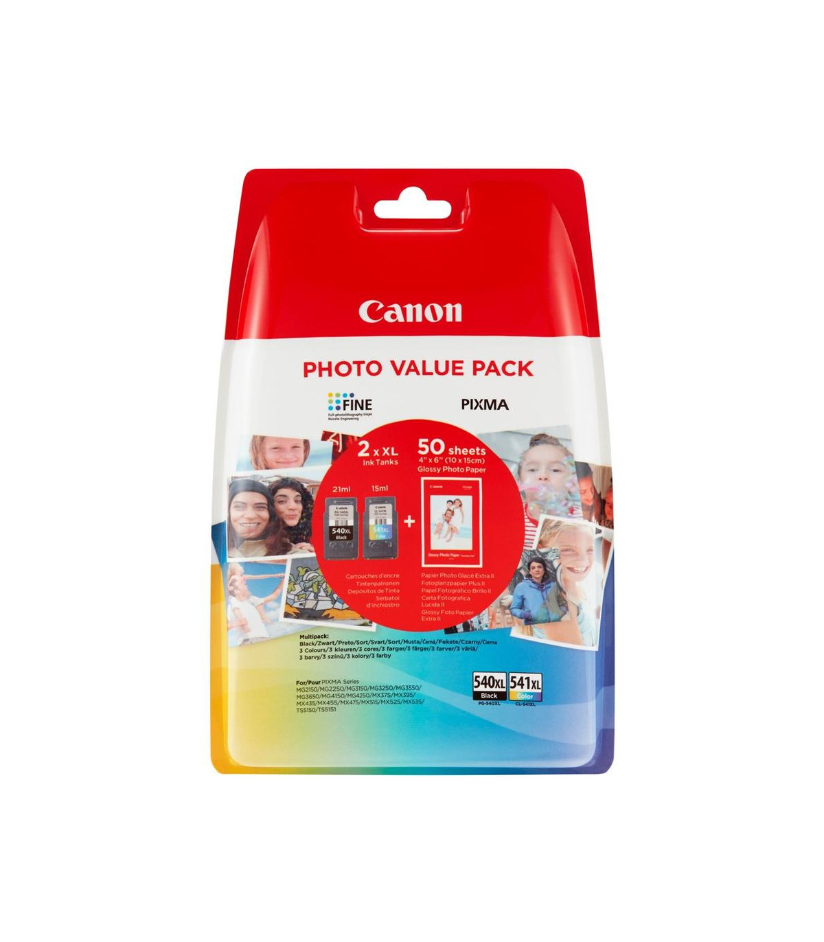 Multipack canon pg - 540l - cl - 541xl + papel fotografico