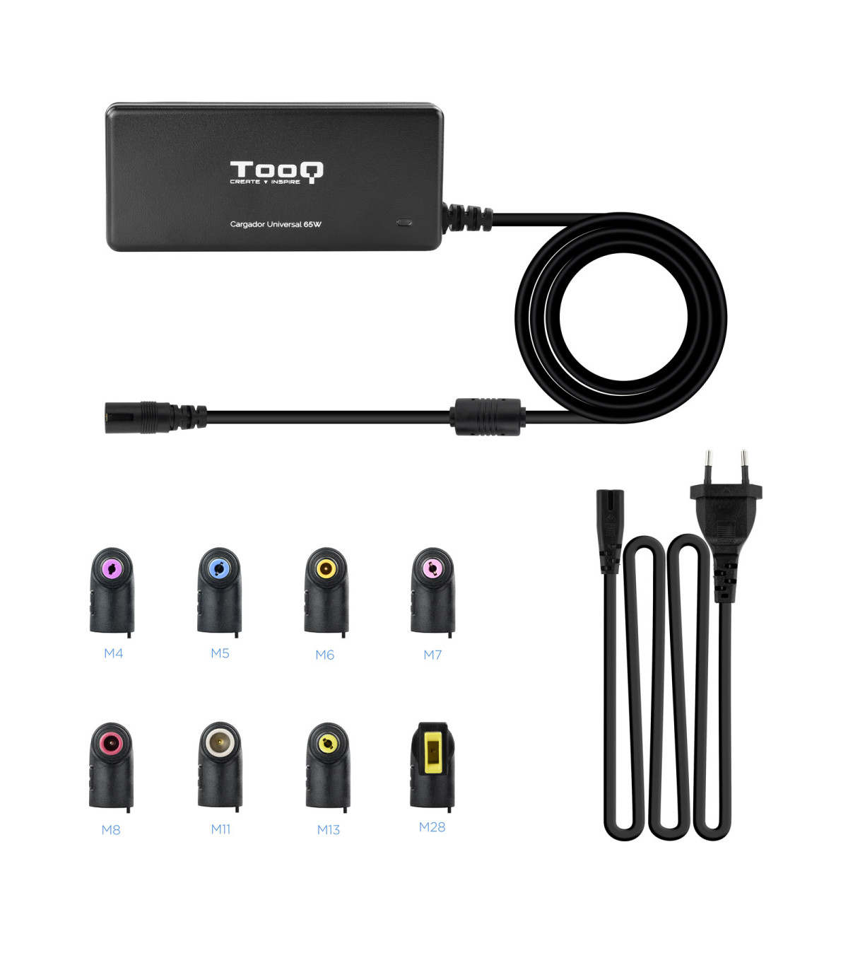 Cargador portatil universal tooq tqlc - 65bs02at 65w 1 x usb 8c negro