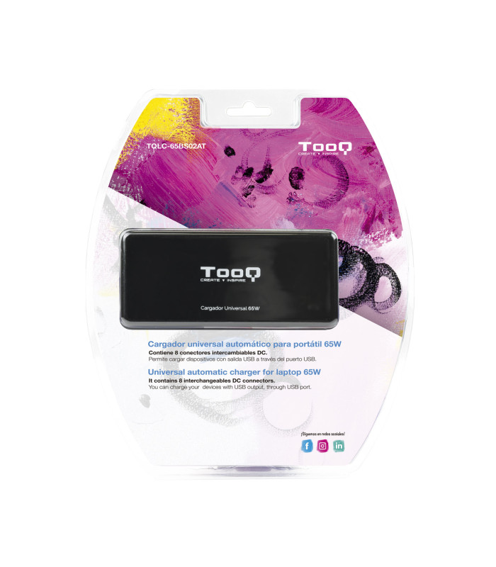 Cargador portatil universal tooq tqlc - 65bs02at 65w 1 x usb 8c negro