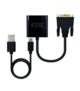 Cable nanocable conversor dvi 24+1 a vga macho - hembra 10cm negro