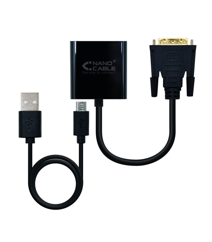 Cable nanocable conversor dvi 24+1 a vga macho - hembra 10cm negro