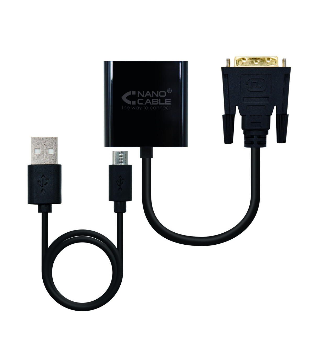 Cable nanocable conversor dvi 24+1 a vga macho - hembra 10cm negro