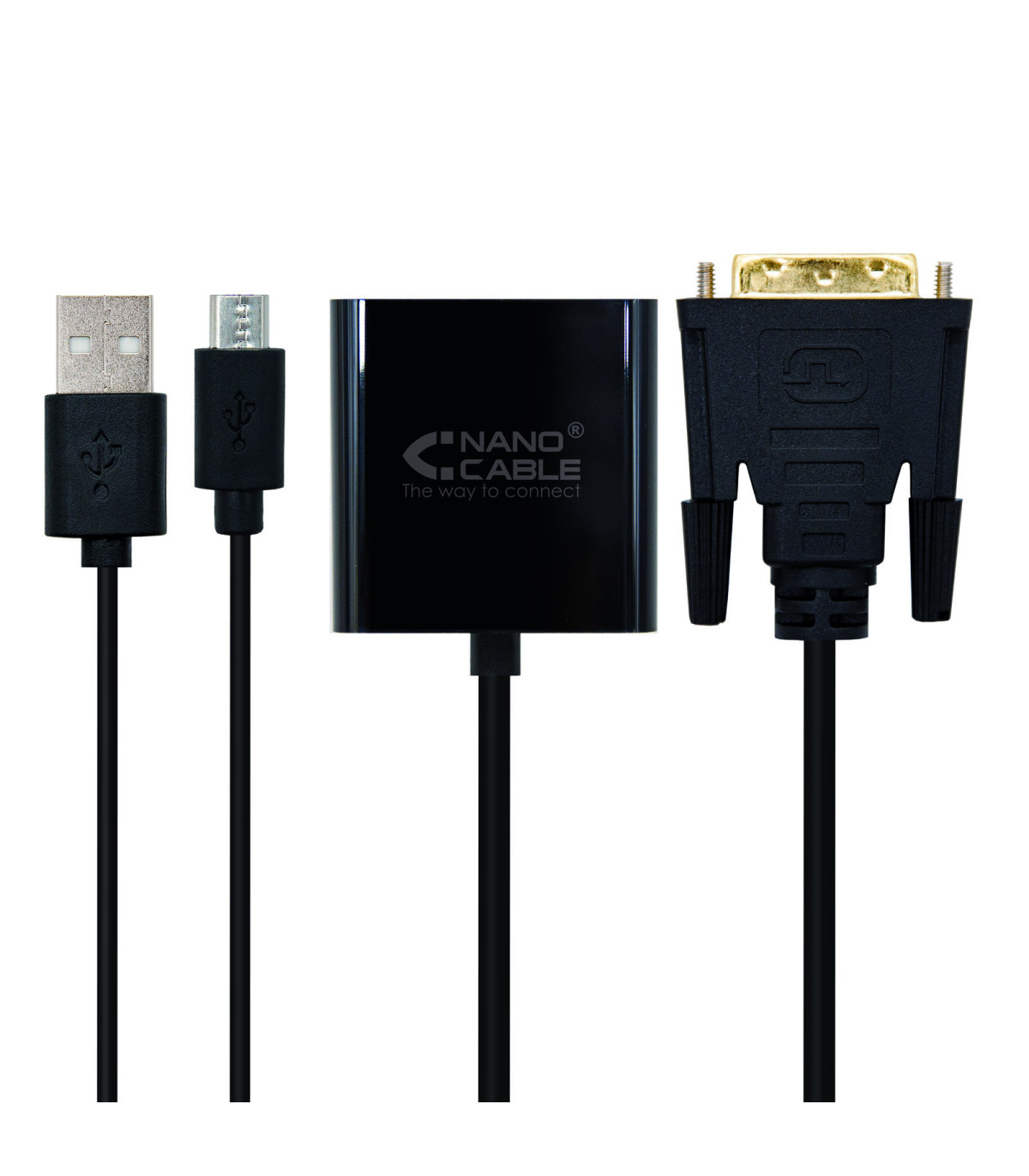 Cable nanocable conversor dvi 24+1 a vga macho - hembra 10cm negro