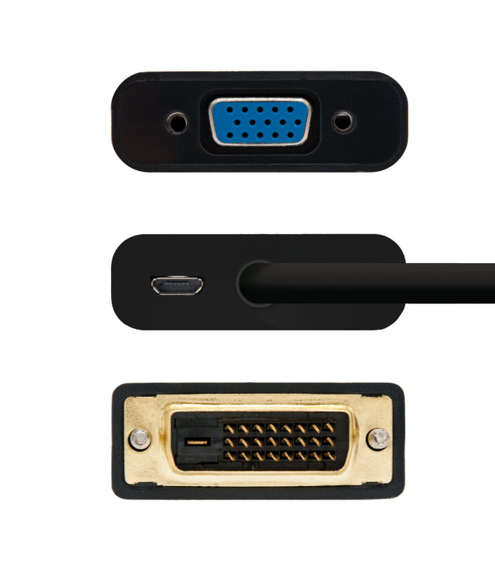 Cable nanocable conversor dvi 24+1 a vga macho - hembra 10cm negro