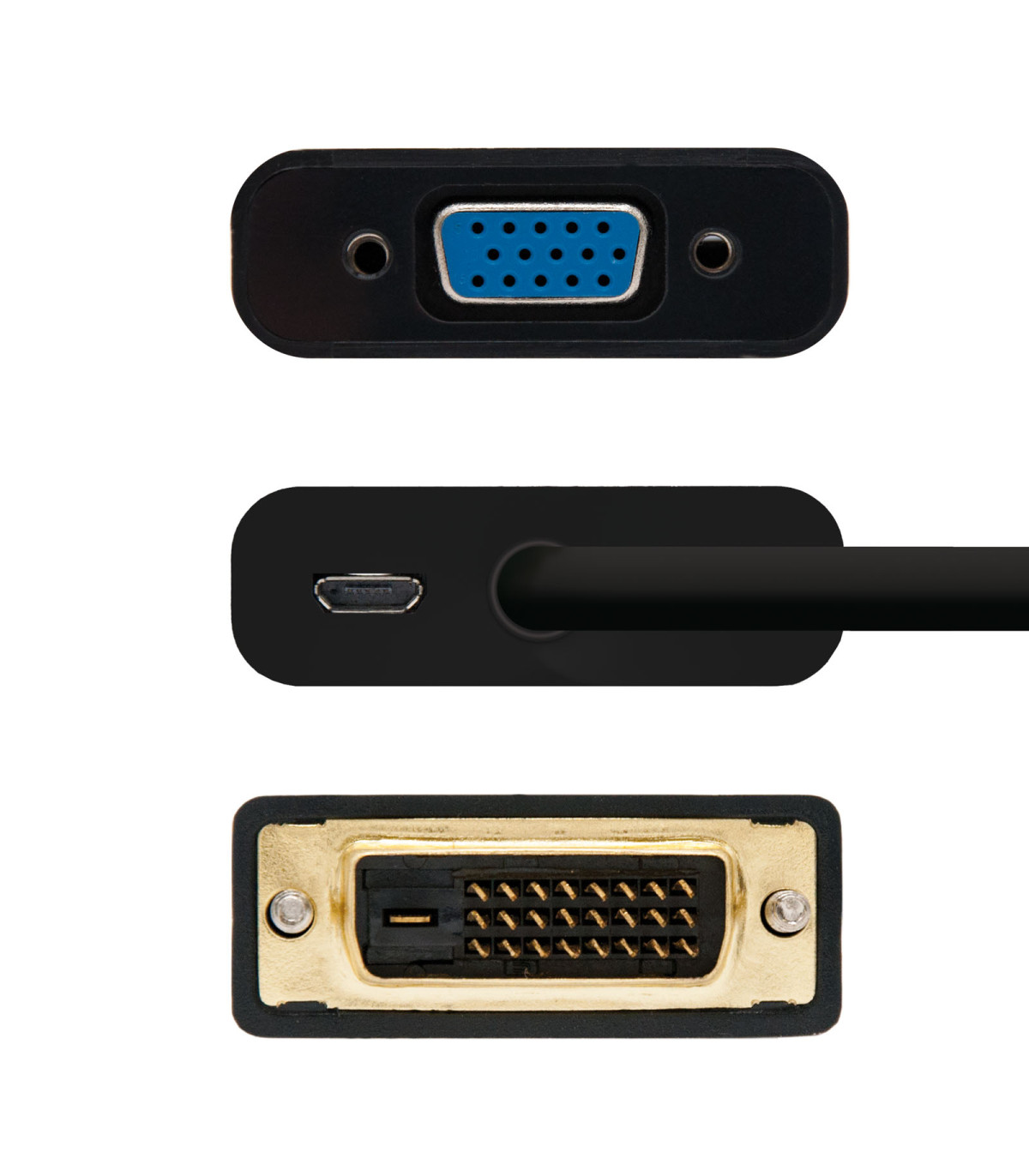 Cable nanocable conversor dvi 24+1 a vga macho - hembra 10cm negro