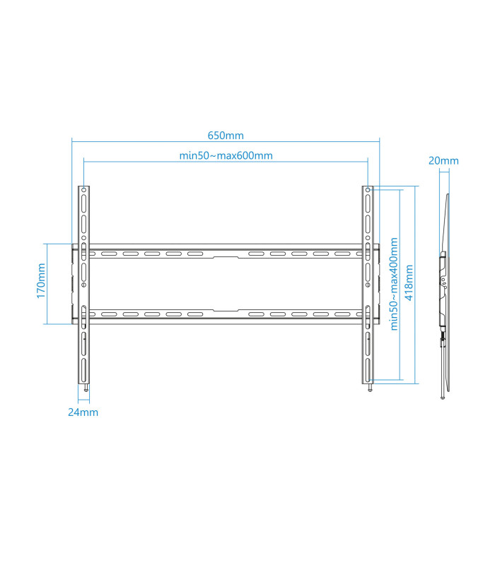 Soporte pared tv television monitor tooq lp1080f - b 37 pulgadas - 80 pulgadas carga maxima 45kg