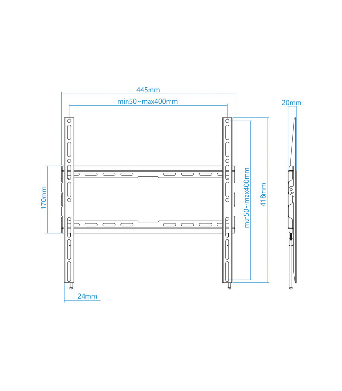 Soporte pared tv television monitor tooq lp1070f - b 32 pulgadas - 70 pulgadas carga maxima 45kg