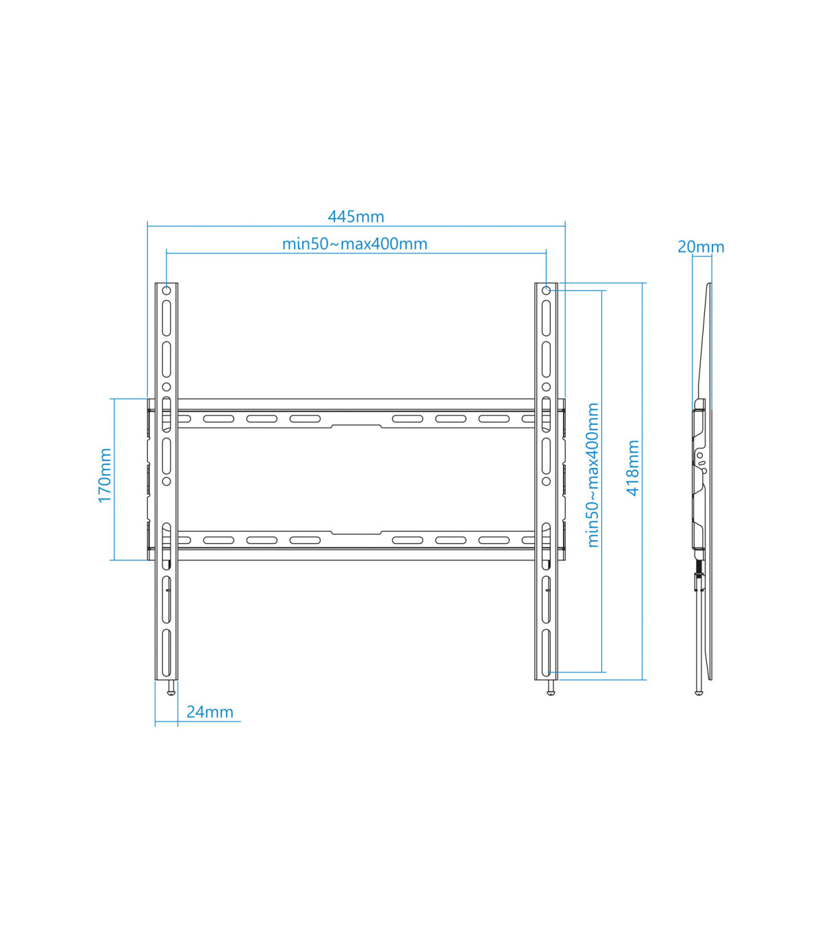 Soporte pared tv television monitor tooq lp1070f - b 32 pulgadas - 70 pulgadas carga maxima 45kg