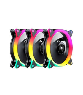 Kit ventiladores cpu gaming unykach ring led argb 3 x 120mm -  incluye controladora