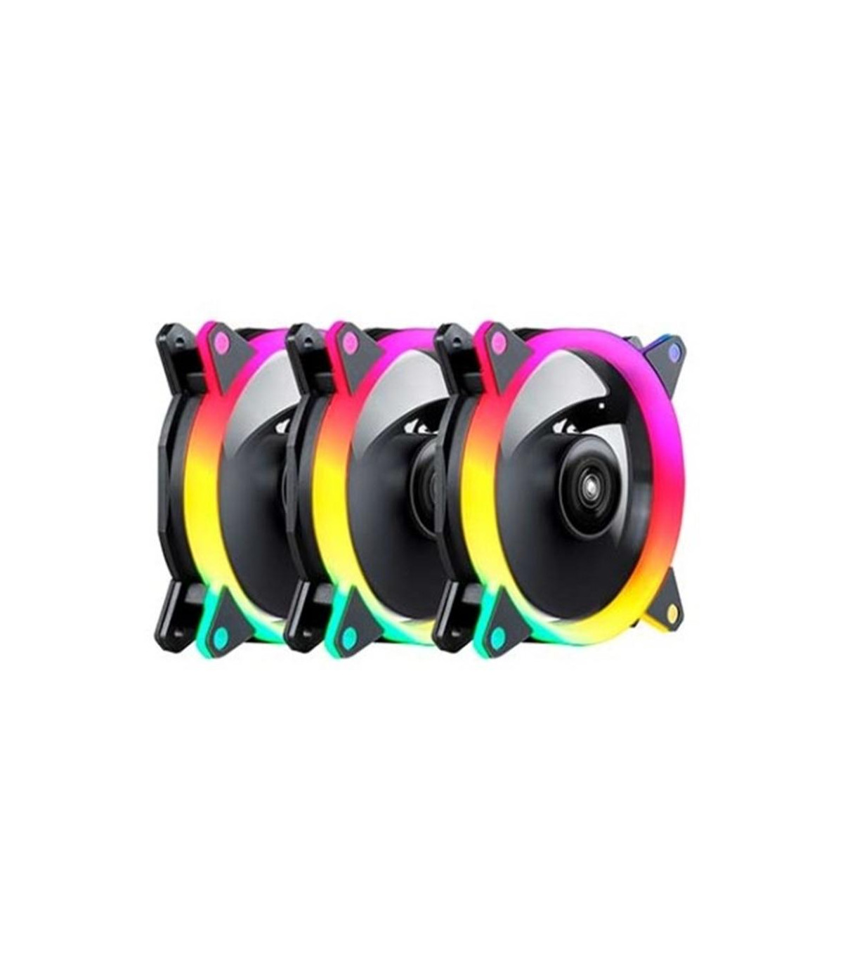 Kit ventiladores cpu gaming unykach ring led argb 3 x 120mm -  incluye controladora