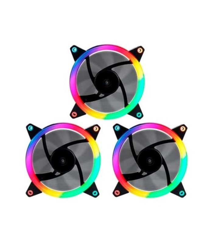 Kit ventiladores cpu gaming unykach ring led argb 3 x 120mm -  incluye controladora
