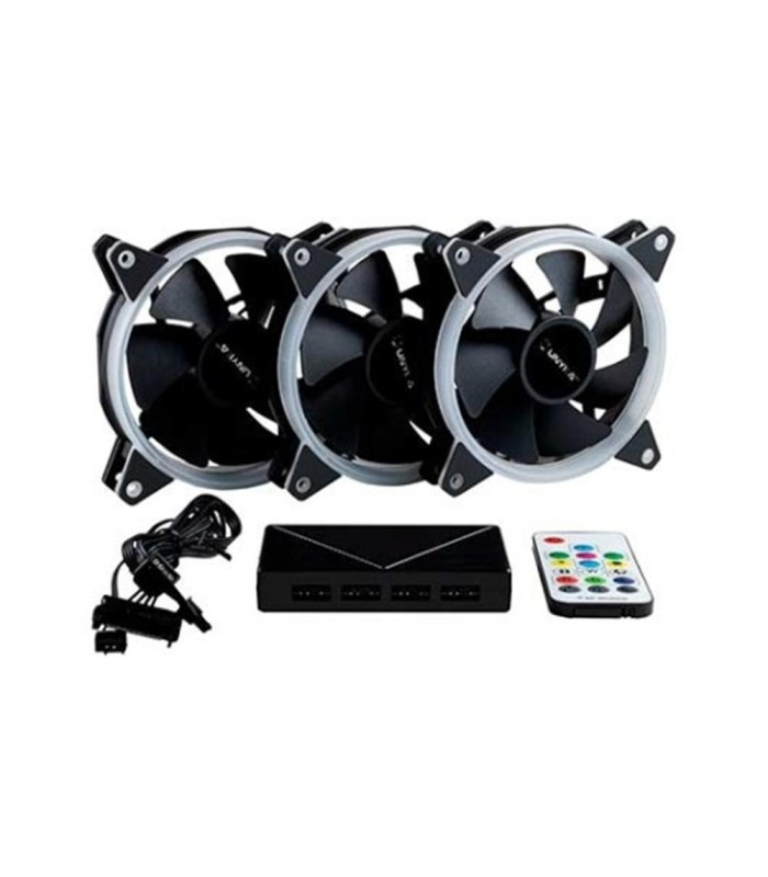 Kit ventiladores cpu gaming unykach ring led argb 3 x 120mm -  incluye controladora