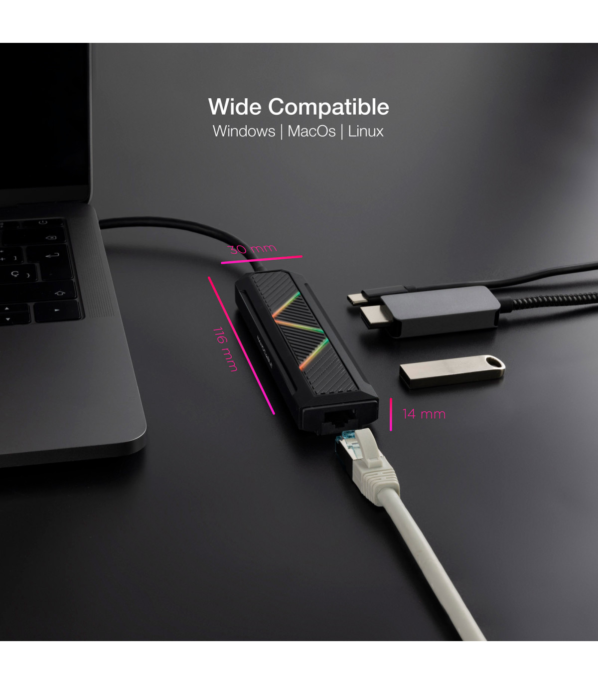 Hub nanocable 5 en 1  usb tipo c -  usb -  hdmi - rj45