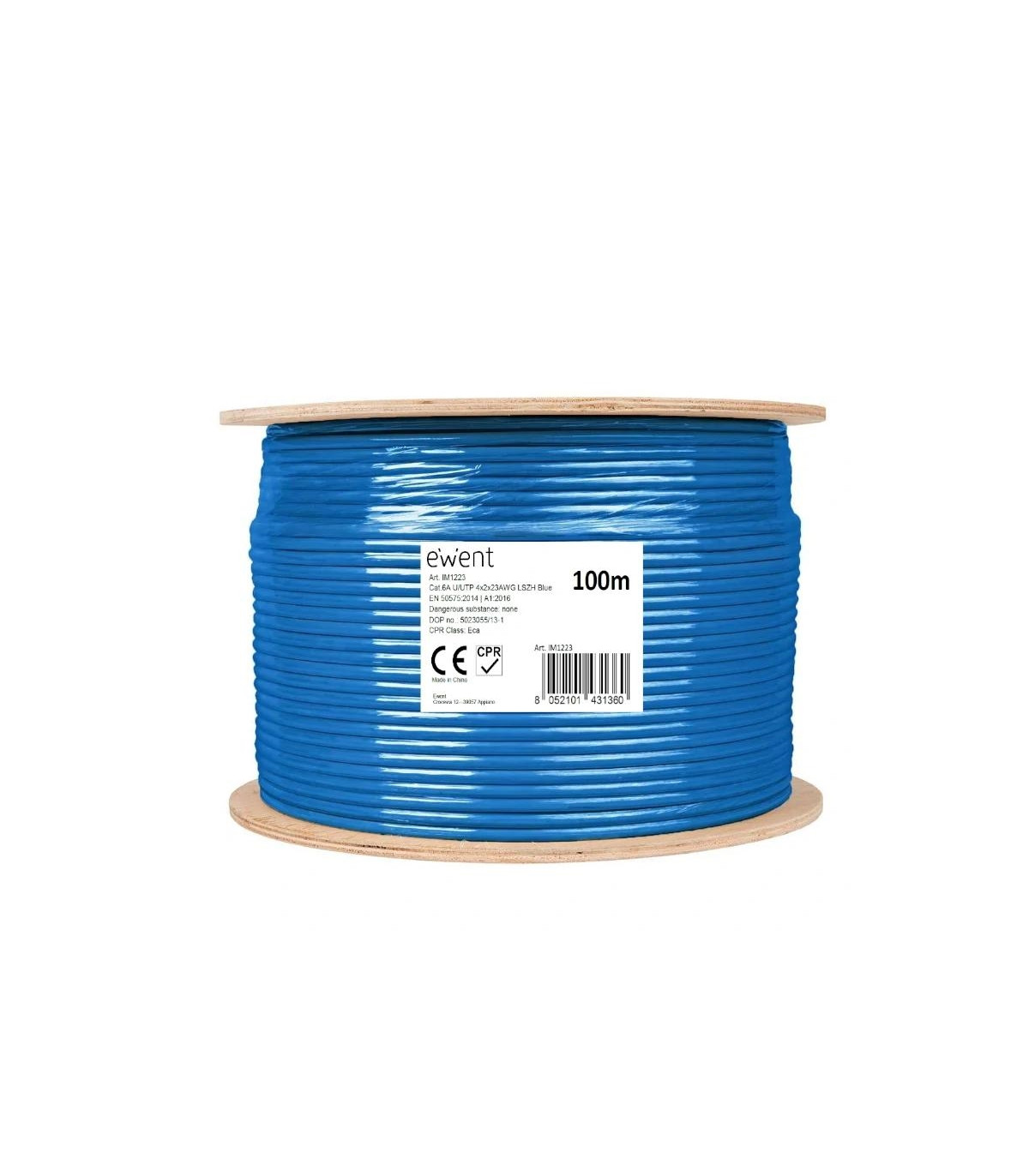 Ewent Bobina Cable Red CAT6A U/UTP,LSZH,100m