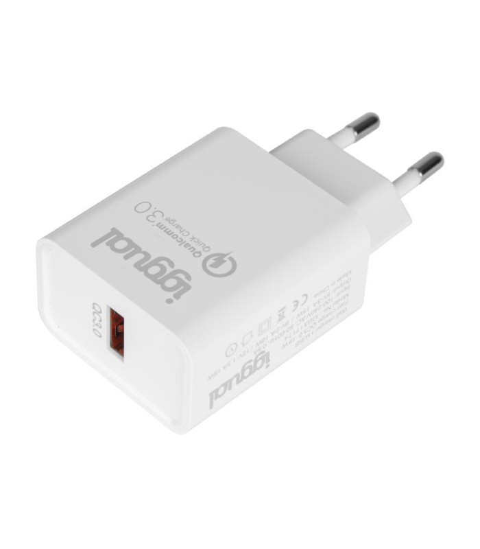 iggual Cargador 1xUSB carga rápida QC3.0 18W