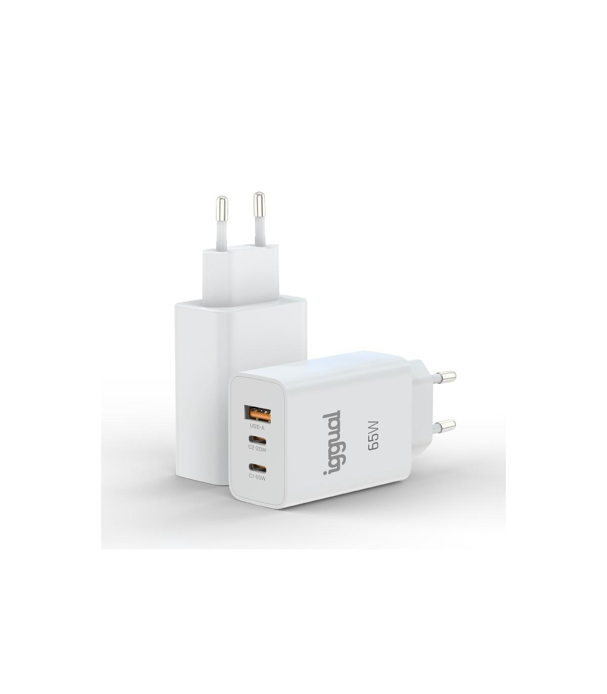 iggual Cargador triple USB-A + 2 x tipo C GaN 65W