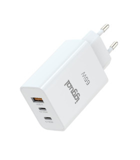 iggual Cargador triple USB-A + 2 x tipo C GaN 65W