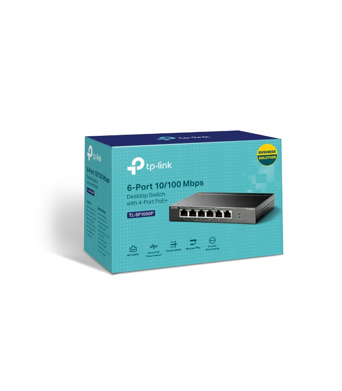 Switch 6 puertos tp - link tl - sf1006p 10 - 100 4 puertos poe+
