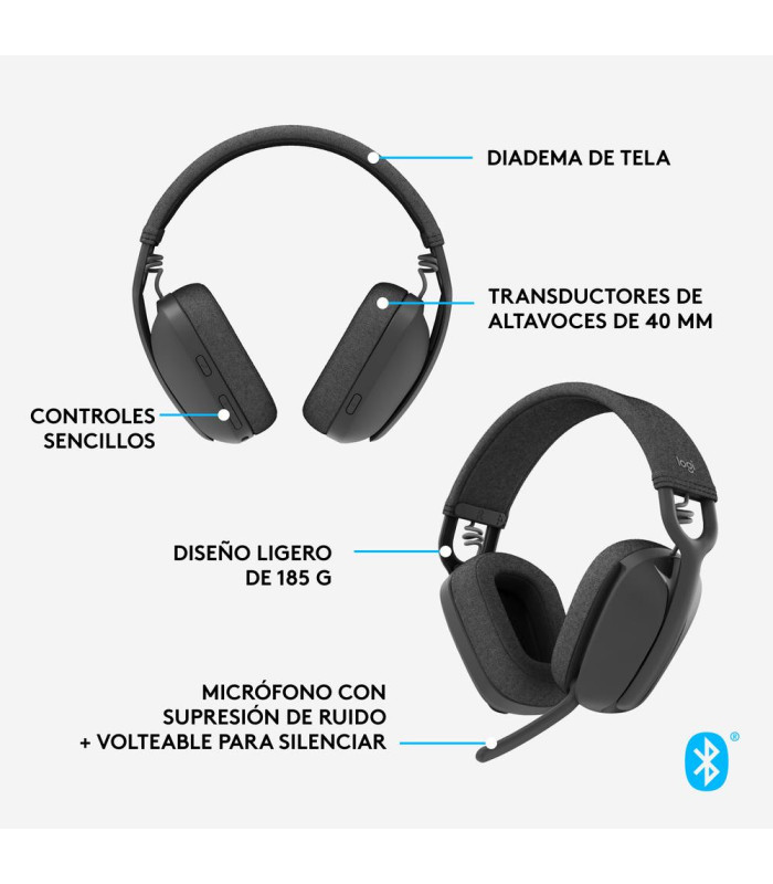 Auriculares logitech zone vibe 100 inalambrico negro