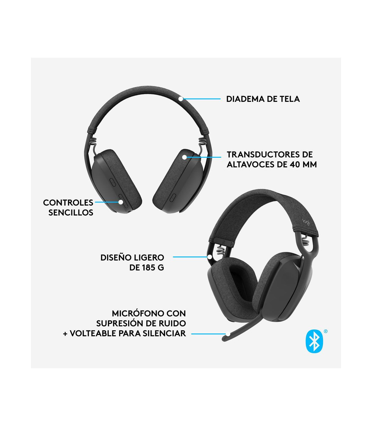 Auriculares logitech zone vibe 100 inalambrico negro