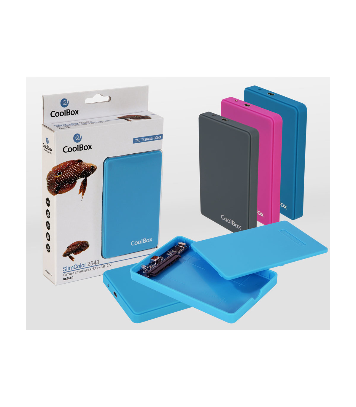 Carcasa disco duro - hdd - ssd coolbox coo - scg2543 - 8 2.5 pulgadas sata usb 3.0 gris