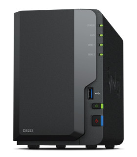 Servidor nas synology disk station ds223 2bay 1.7 ghz qc 2gb ddr 4 1 x gbe 3x usb 3.2