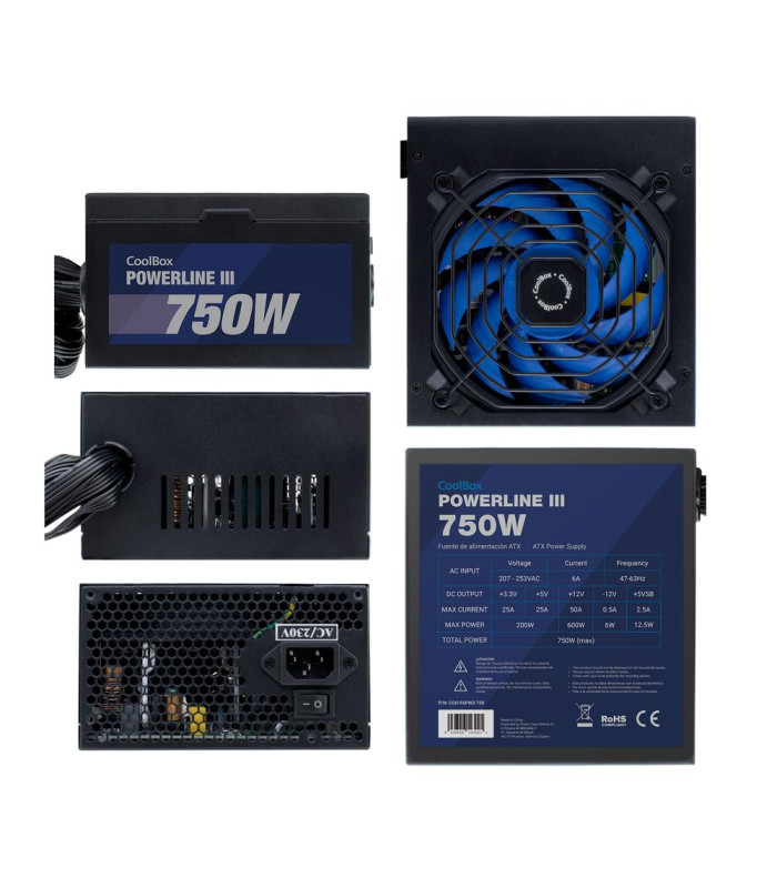 Fuente de alimentacion coolbox powerline iii gaming atx 750w