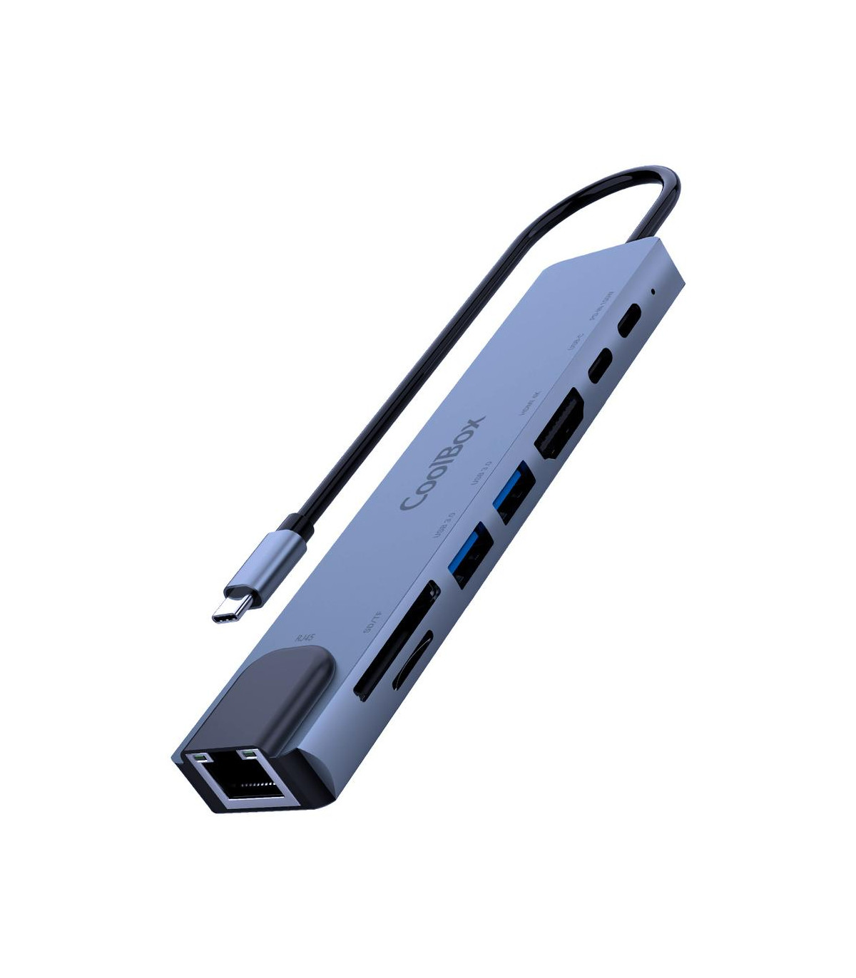 Minidock coolbox c81 aluminio usb - c a hdmi 4k - 2xusb - a - pd 100w - usb - c - sd - microsd - rj45