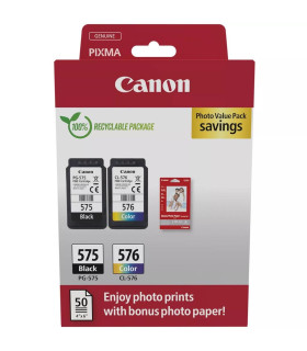 Cartucho tinta canon pg 575 + cl 576 + papel fotografico