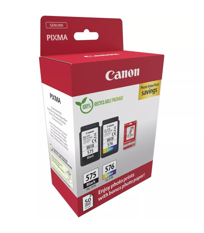Cartucho tinta canon pg 575 + cl 576 + papel fotografico