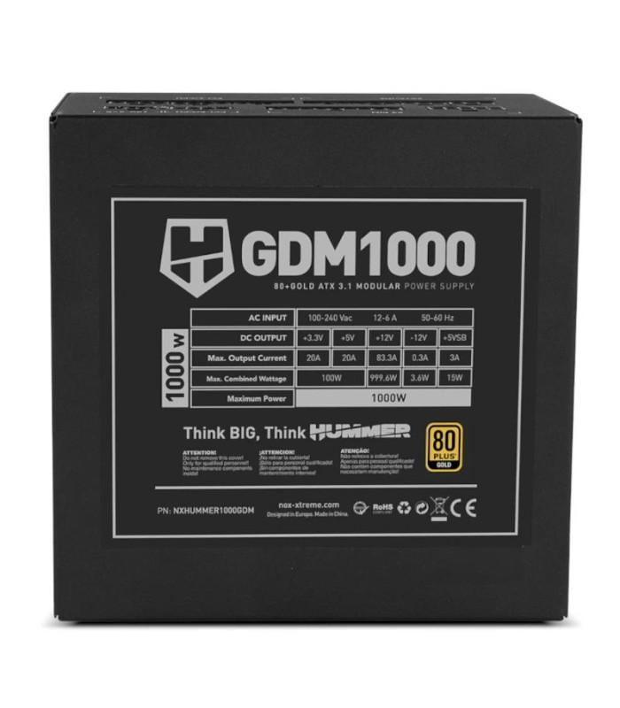 NOX HUMMER GDM1000W Fuente modular ATX3.1 80+GOLD