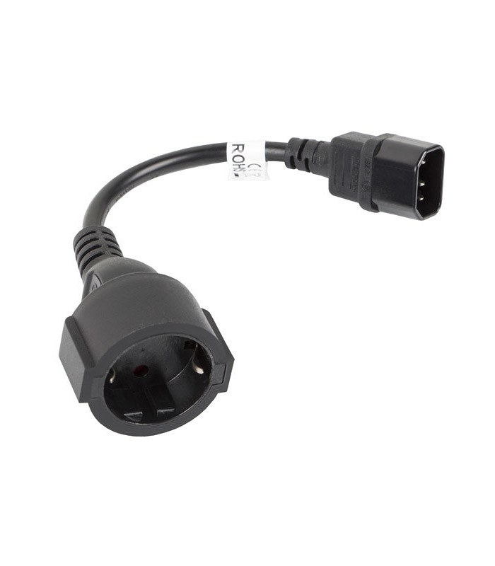 Cable lanberg adaptador iec 320 c14 -  schuko cee7 hembra 20cm
