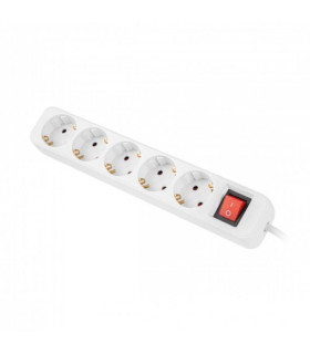 Regleta lanberg 5 tomas schuko con protecion blanca 3m