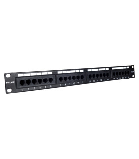 Panel transferencia phasak utp 19 pulgadas rj45 cat. 6  dual 24p 1u negro