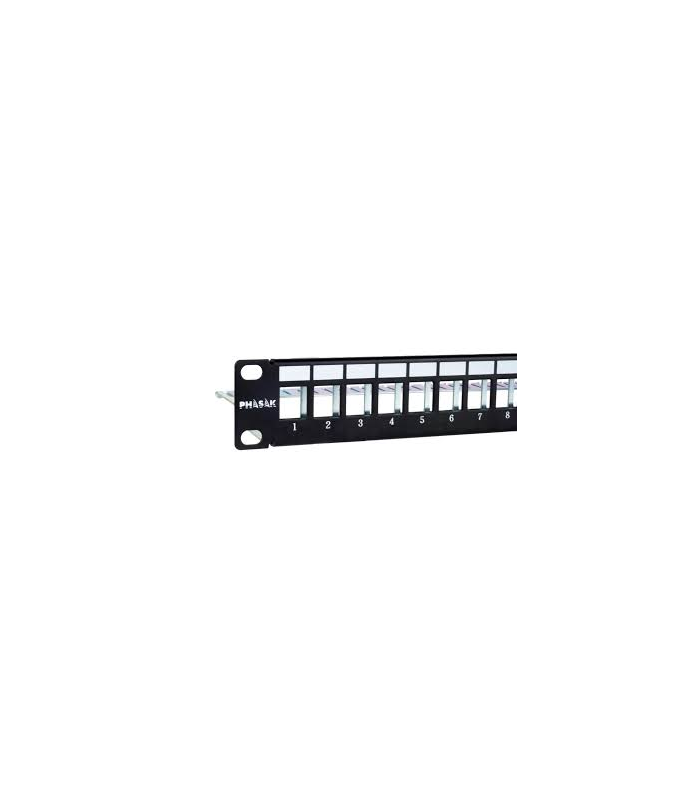 Panel frontal rack 19 pulgadas phasak para 24 conectores 1u con org. de cables ftp negro