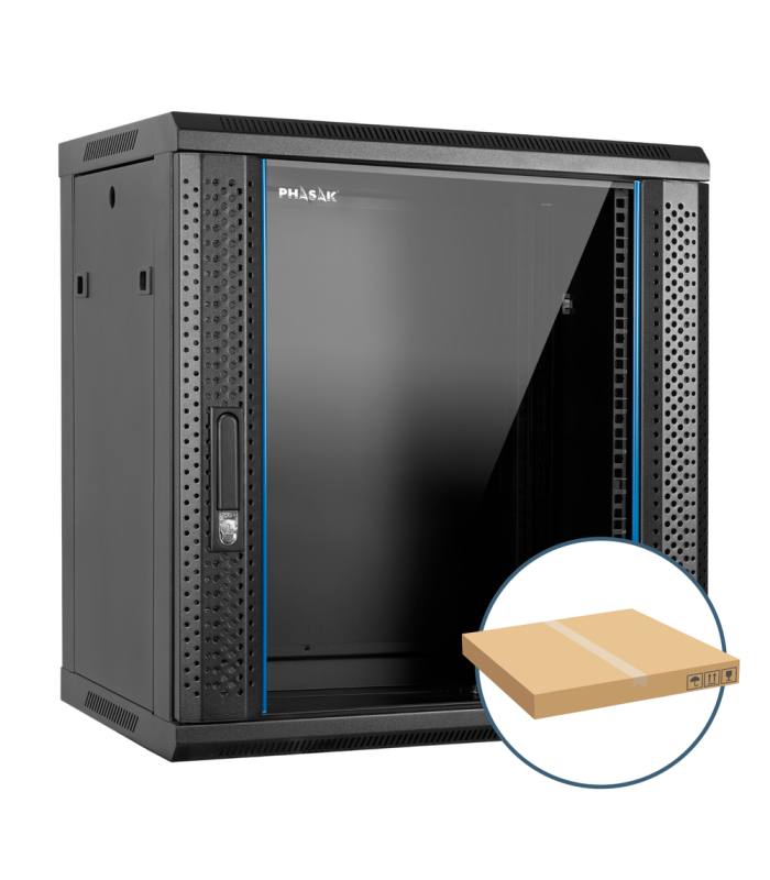 Armario rack mural 19 pulgadas phasak pro 12u 600x450 desmontado (envio flat pack) (incluyen 2 vent bolsa tornilleria)