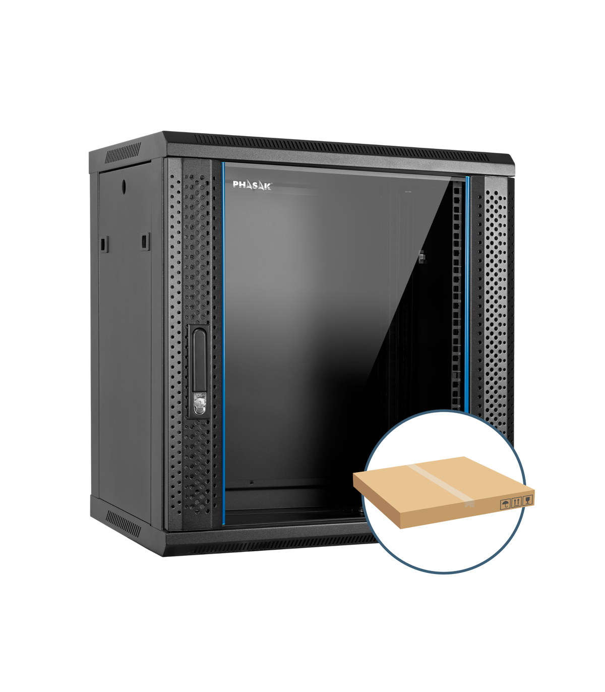 Armario rack mural 19 pulgadas phasak pro 12u 600x450 desmontado (envio flat pack) (incluyen 2 vent bolsa tornilleria)