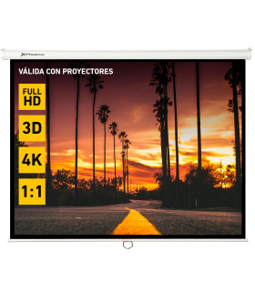 Pantalla manual videoproyector pared y techo phoenix 169´´ ratio: 1:1 - 4:3 - 16:9 -   3m x 3m posicion ajustable - carcasa blan